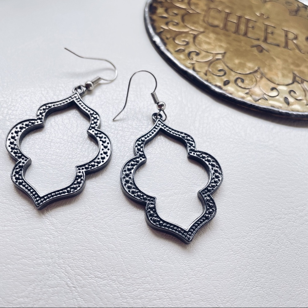 Silver Openwork Moroccan-Style Drop Earrings
